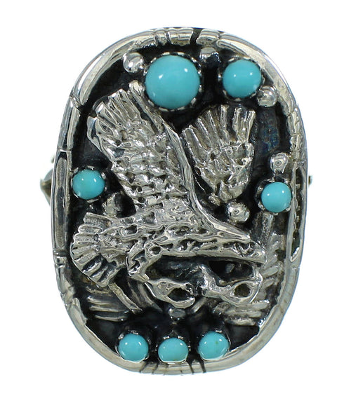Turquoise Sterling Silver Eagle Southwest Ring Size 6-3/4 RX85570